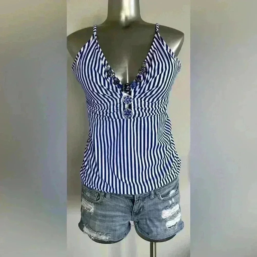 🆕Embellished Printed Ruched Tankini - Picture 2 of 16